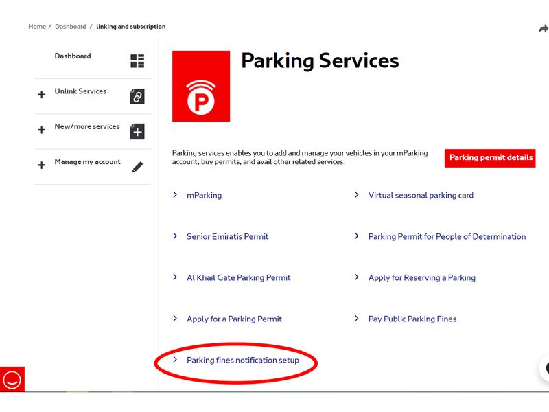 Parking fines notification setup