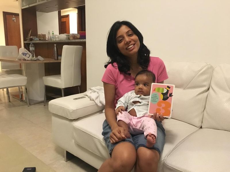 Vanessa with baby Daniel at three months old, whose birth was smooth and stress-free despite her fears