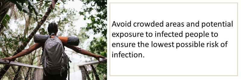 Avoid crowded areas and potential exposure to infected people to ensure the lowest possible risk of infection.