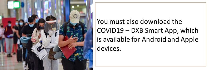 You must also download the COVID19 – DXB Smart App, which is available for Android and Apple devices.