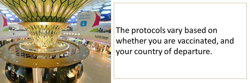 The protocols vary based on whether you are vaccinated, and your country of departure.