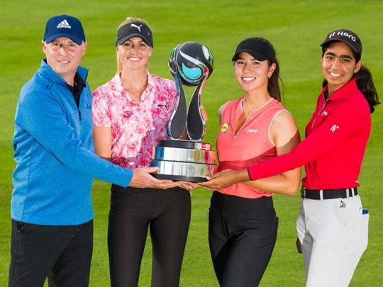 Aramco Team Series winners Olivia Cowan, Andrew Kelsey, Sarina Schmidt and Diksha Dagar 