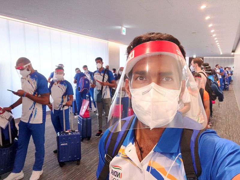 The India hockey team arrive in Tokyo