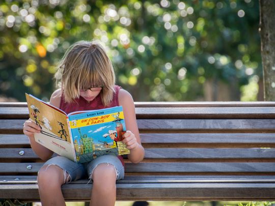 Home schooling child studying