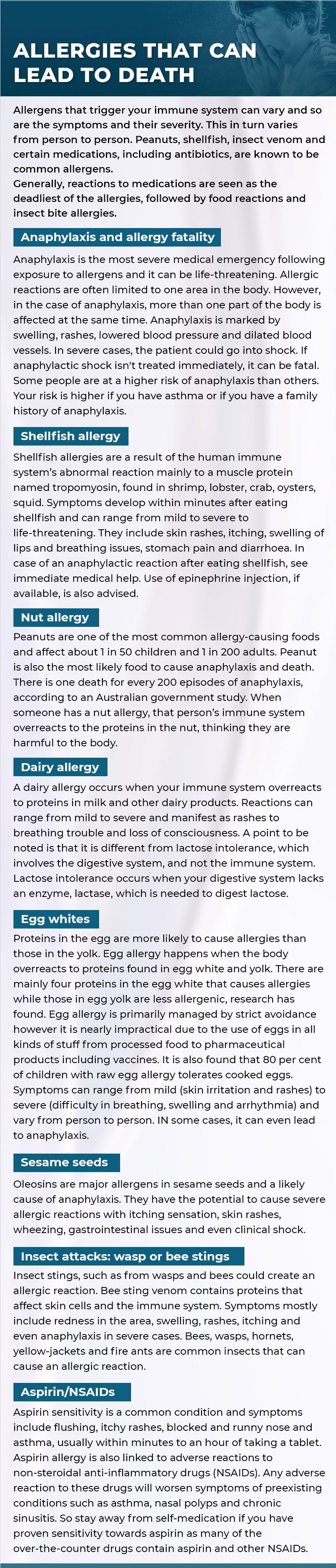 Allergies that can lead to death