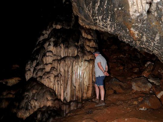 cave red ocher markings stalagmites by Neanderthals spain