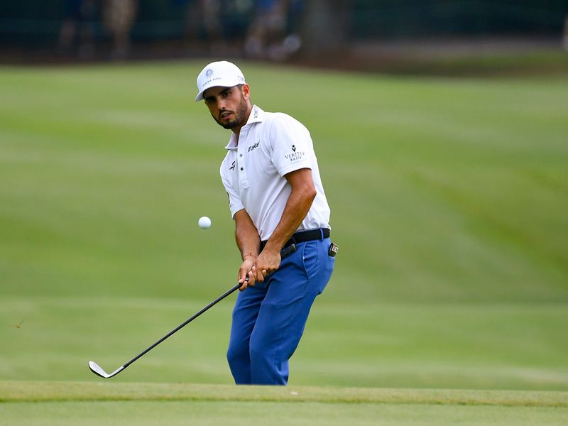 Abraham Ancer hits during the final round in the WGC-FedEx St Jude Invitational 