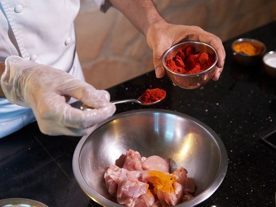 Marinating chicken - add red chilli powder 