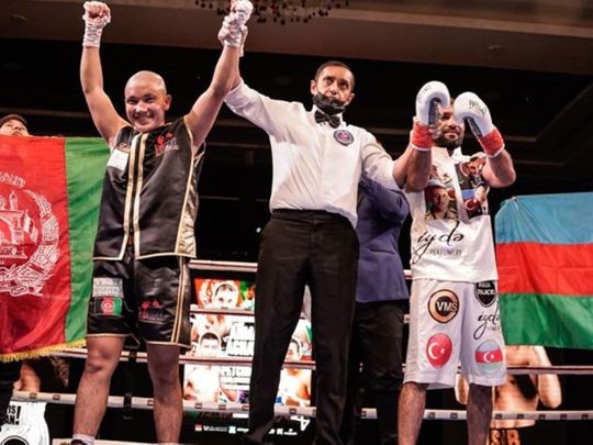  Hasibullah ‘Hasib’ Ahmadi was crowned WBC Asia featherweight champion at the Conrad hotel in Dubai for D4G’s ‘Rising Stars’ event