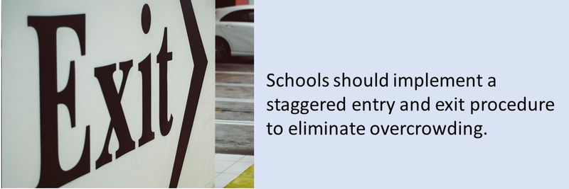 Schools should implement a staggered entry and exit procedure to eliminate overcrowding.