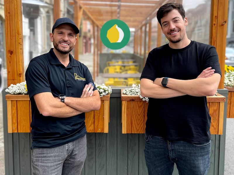 Din Leif and Isaac Yosef, co-owners of the downtown San Francisco Israeli restaurant Hummus Bodega