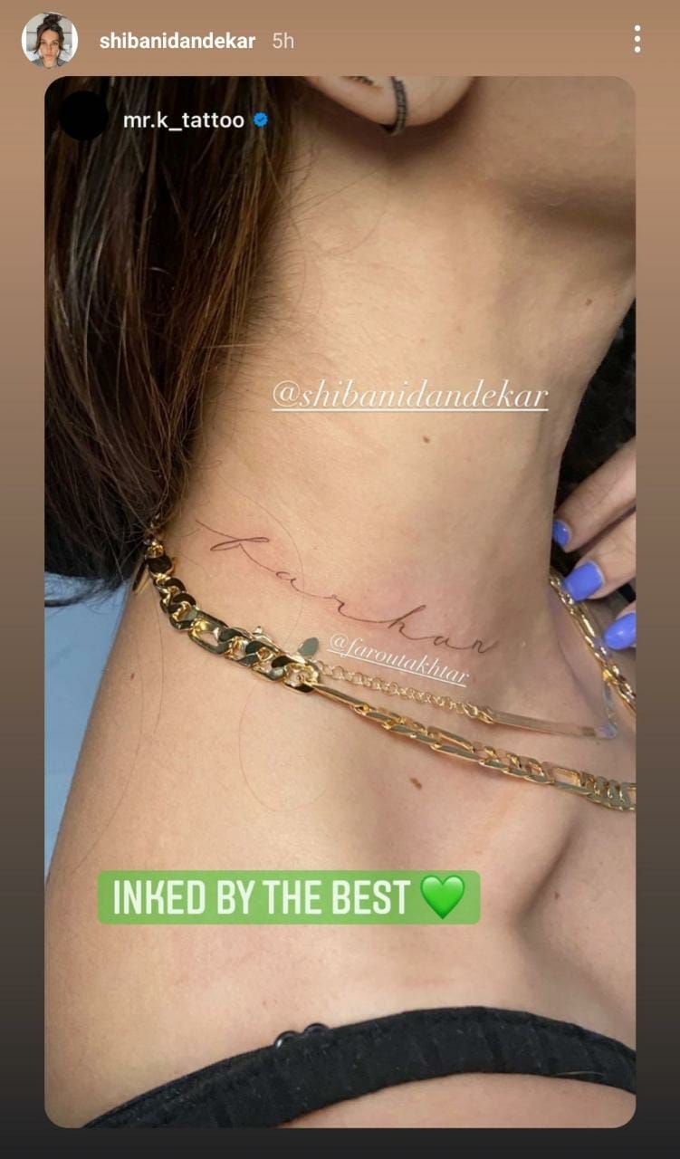 Shibani Dandekar gets Farhan Akhtar’s name tattooed on her neck
