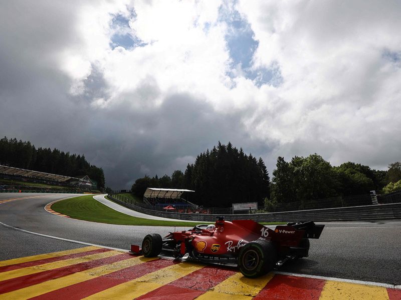 Ferrari's Charles Leclerc in action at the Belgian Grand Prix 