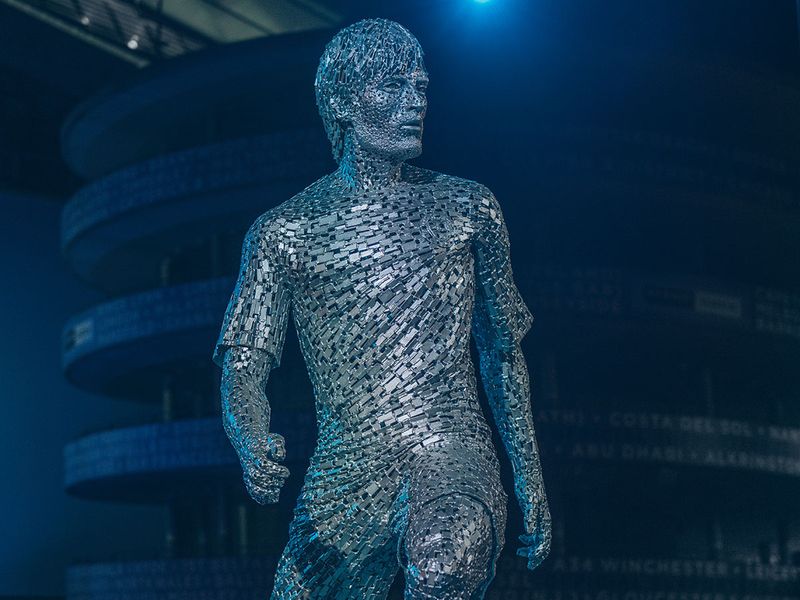 Manchester City unveil statues of Vincent Kompany and David Silva at Etihad Stadium