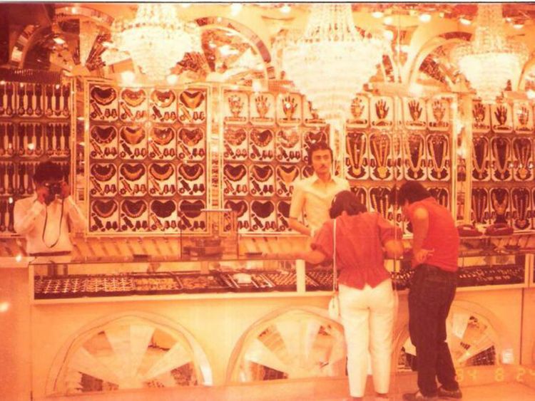 Stock - Anil Dhanak of Kanz Jewels at the Gold Souq store, sometime during the 1980s