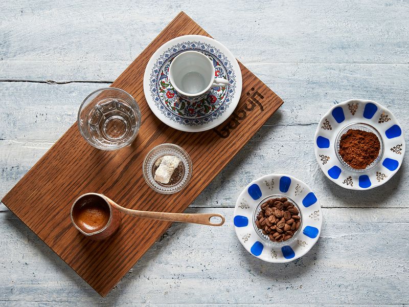 Serving traditional Turkish coffee