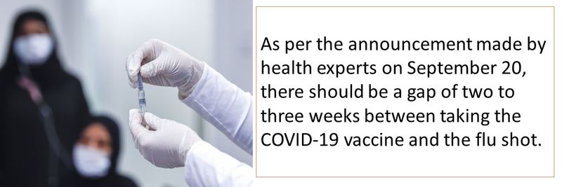As per the announcement made by health experts on September 20, there should be a gap of two to three weeks between taking the COVID-19 vaccine and the flu shot.
