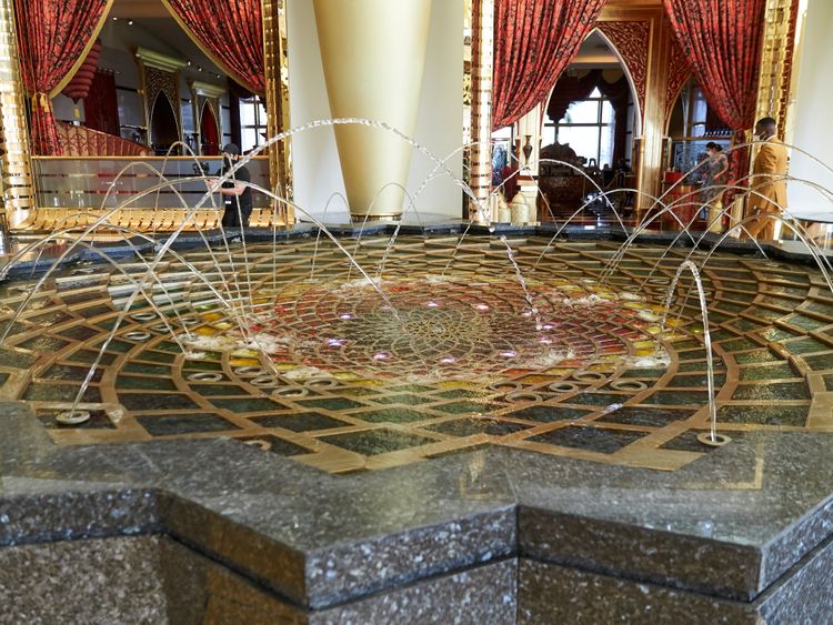 Bewitching fountains in the hotel lobby