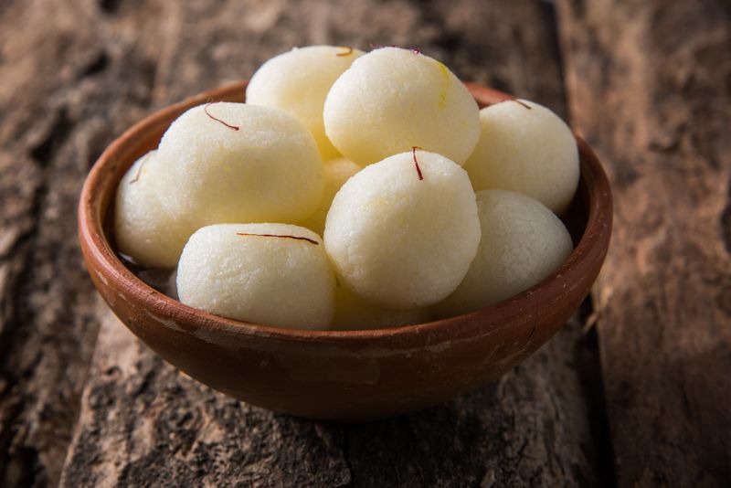 Rosogulla, is a sweet dumpling made with chenna or cottage cheese  