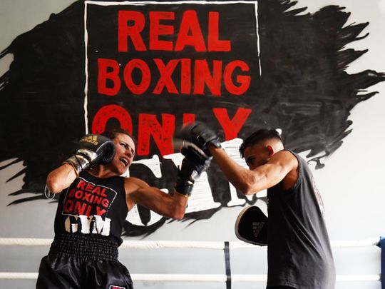 Kim Shannon trains at Real Boxing Only in Dubai
