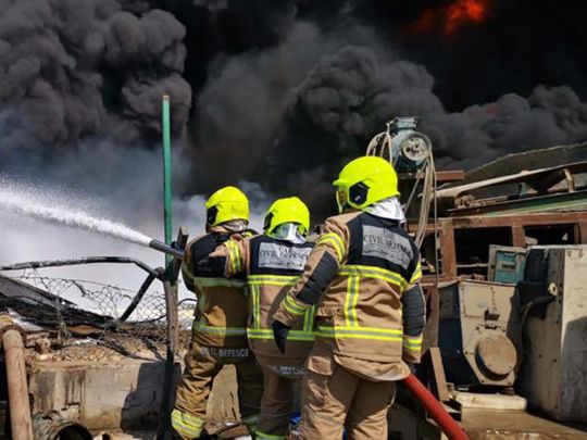 Fire Jebel Ali Dubai oil waste