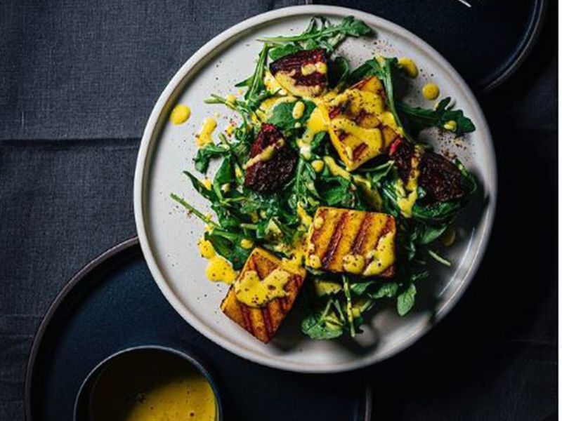 Grilled paneer with mango lime dressing 
