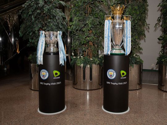 The Premier Leaguer and League Cup trophies are visiting Expo 2020