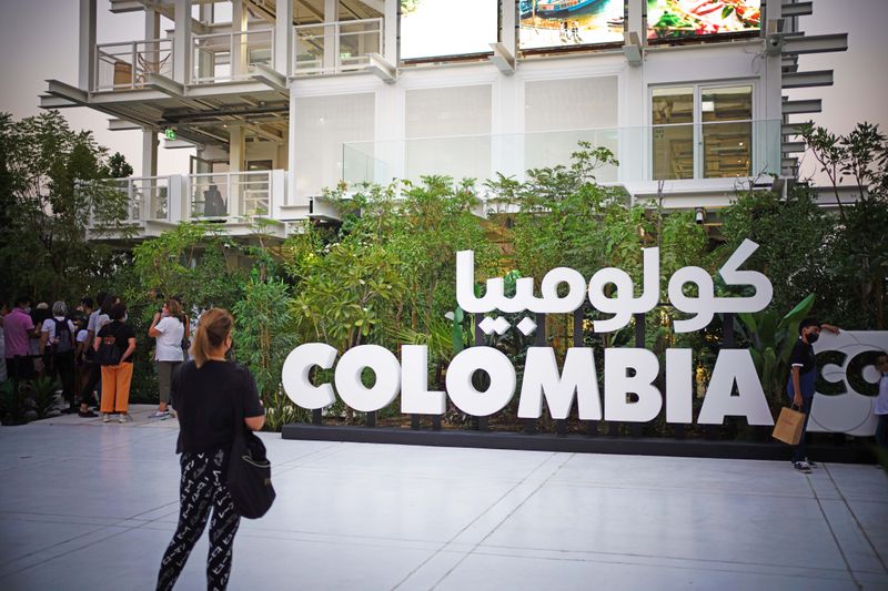Outside the Colombia Pavilion at Expo 2020 Dubai