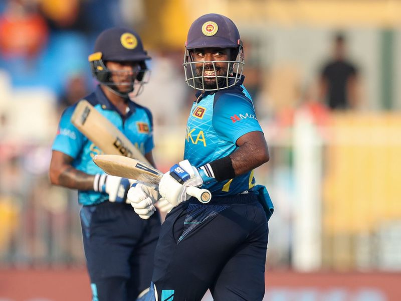 Sri Lanka's Charith Asalanka against Bangladesh in Sharjah