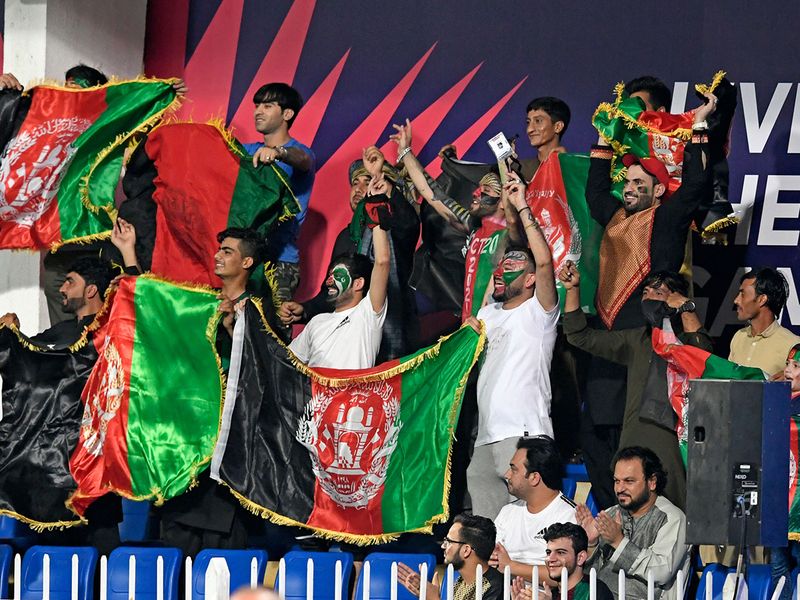 Afghanistan fans cheer on their team in Sharjah