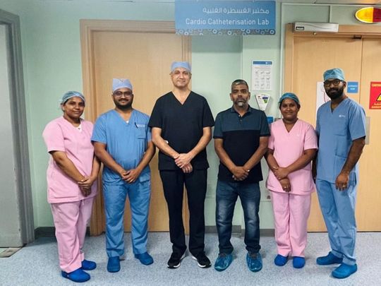 Dr Sanjay Rajdev and team with patient Abdul Samad Mohammad Shaliheen-1635312290039