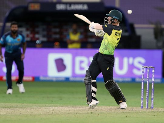 Australia's David Warner in action against Sri Lanka in Dubai