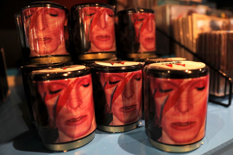 David Bowie candles for sale are pictured inside 
