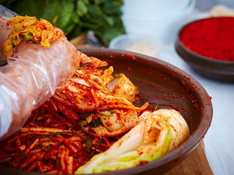 Preparing Korean Kimchi 