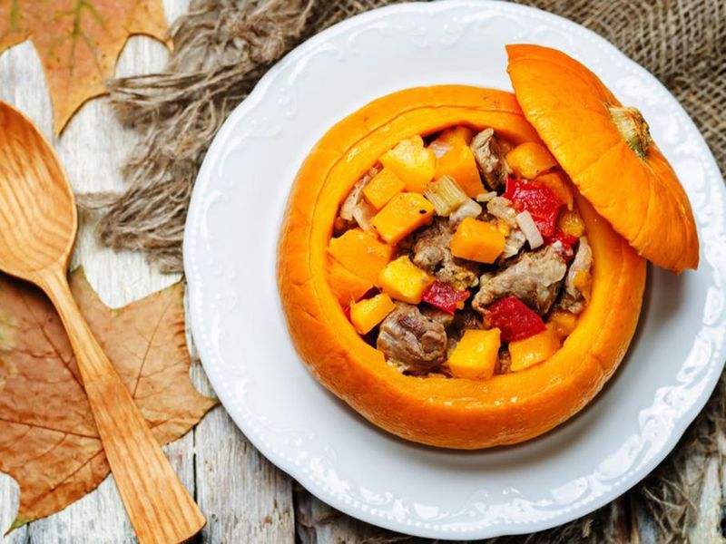 Slow Cooked Stuffed Whole Pumpkin 