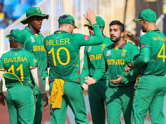 South Africa celebrate as the Sri Lanka wickets tumble