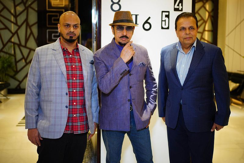 From left :  Sanjay Grover, Gulshan Grover and Imran Chaudhry at the Filmfare Achievers Night afterparty in Dubai.  