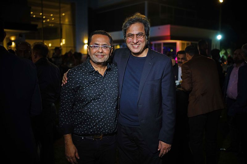 Rizwan Sajan (left) and Talat Aziz at the Filmfare Achievers Night afterparty in Dubai on 29th October, 2020.