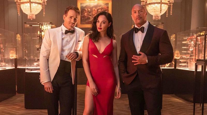 Ryan Reynolds with Gal Gadot and Dwayne Johnson in Red Notice