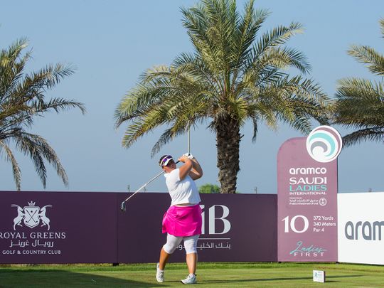 Alice Hewson leads the way at the halfway mark of the Saudi Ladies International