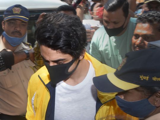 Aryan Khan, son of Bollywood actor Shah Rukh Khan, arrives at the NCB office to mark his weekly presence as per bail conditions set by Bombay High Court, in Mumbai, Friday, November 5, 2021.