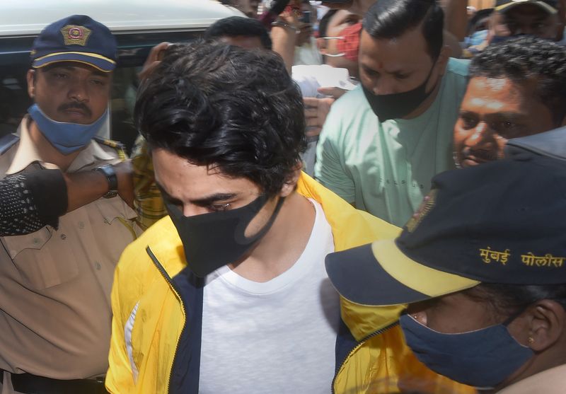 Aryan Khan, son of Bollywood actor Shah Rukh Khan, arrives at the NCB office to mark his weekly presence as per bail conditions set by Bombay High Court, in Mumbai, Friday, November 5, 2021.