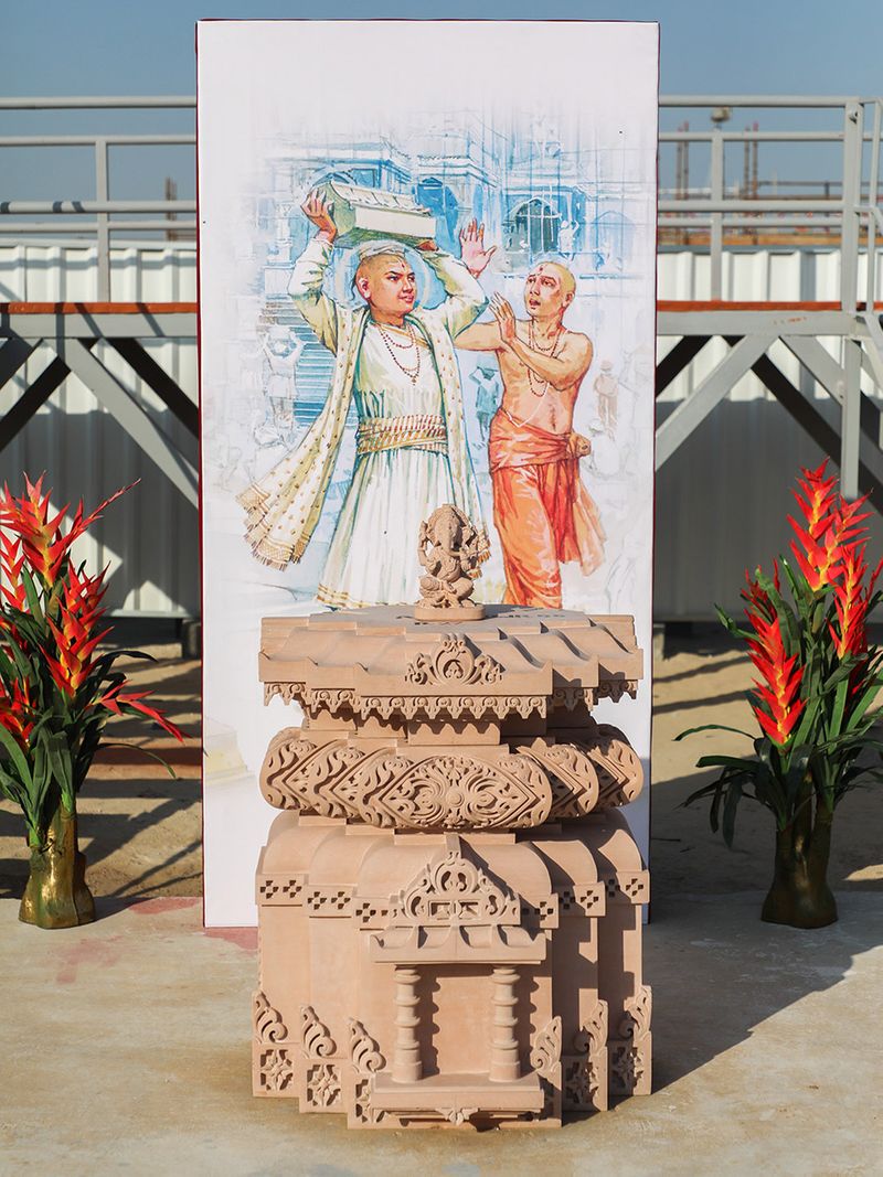 Sacred stone for plinth of foundation of BAPS Hindu Mandir in Abu Dhabi