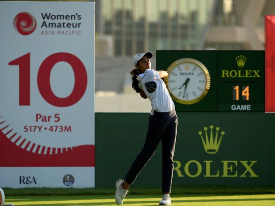 Gupta in action at Abu Dhabi Golf Club
