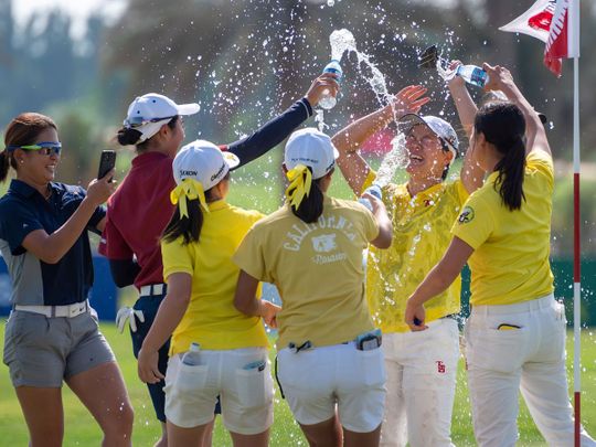 Mizuki Hashimoto of Japan is congratulated after her win in the Women’s Amateur Asia-Pacific (WAAP) Championship 