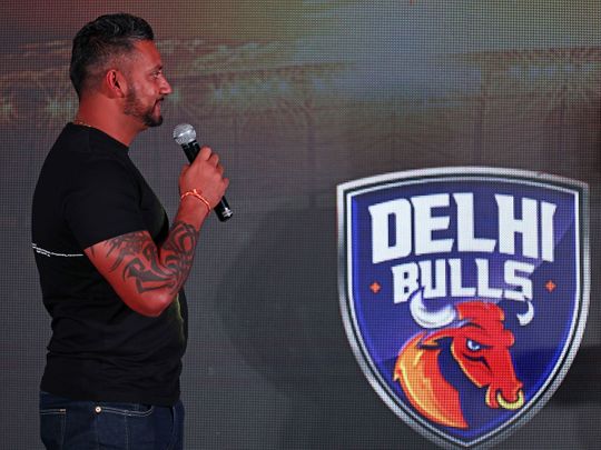 Ravi Rampaul at the Delhi Bulls Jersey launch in Dubai on Friday