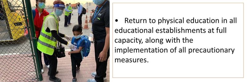 •	Return to physical education in all educational establishments at full capacity, along with the implementation of all precautionary measures.