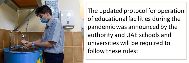 The updated protocol for operation of educational facilities during the pandemic was announced by the authority and UAE schools and universities will be required to follow these rules: