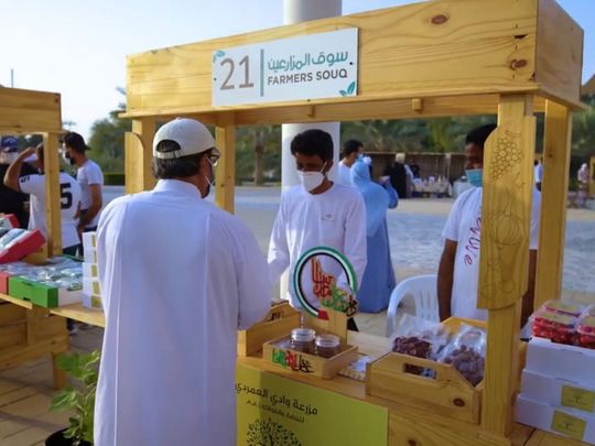 Screengrab of Dubai Municipality video showing the first edition of Farmers Souq in Al Nakheel Park on Friday in Dubai 