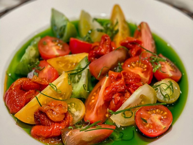 Tomatoes Alinados or Tomato salad with roast pepper tapas 